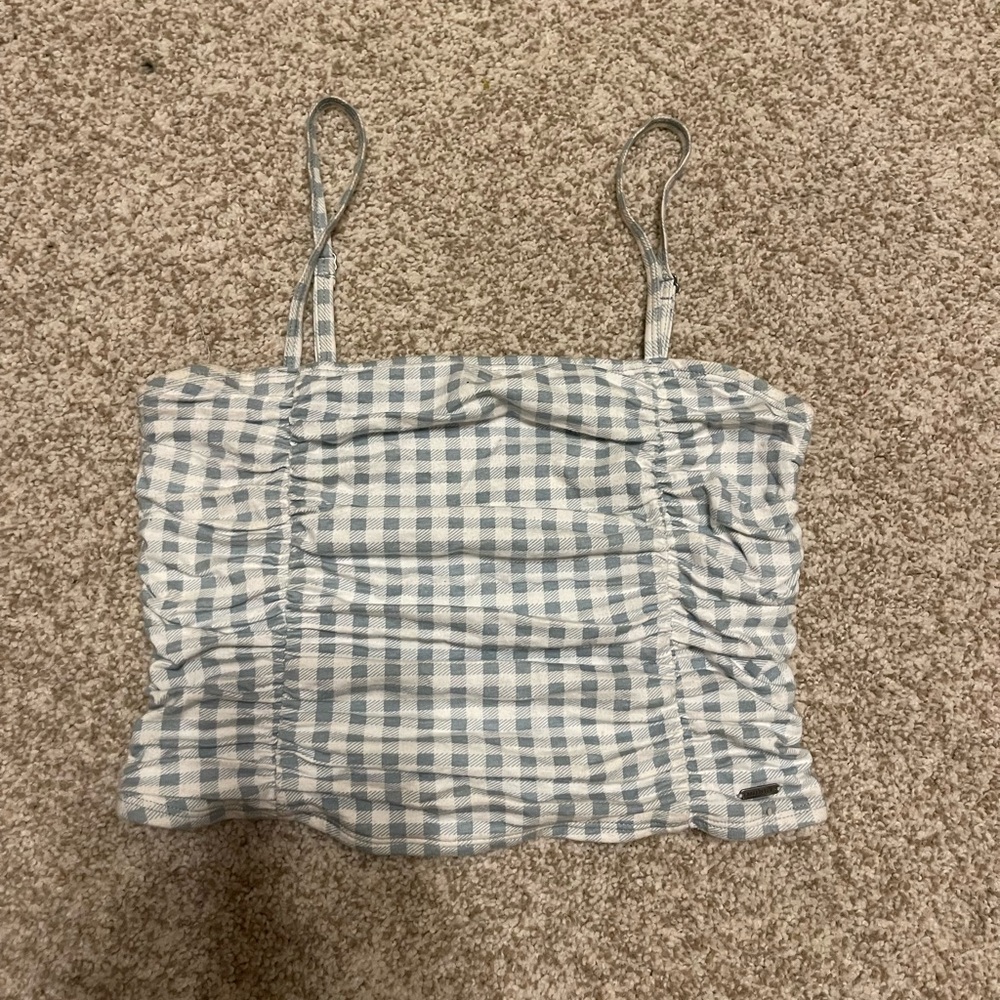 Hollister Blue and White Checkered Camisole